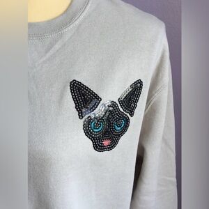 BONGO Sweatshirt with Sequin Embellish Cat design Women